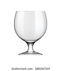 Beer realistic composition with isolated view of wide stem glass on blank background vector illustration