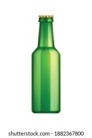 Beer realistic composition with mockup image of bottle made of green glass vector illustration