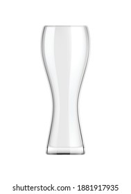 Beer realistic composition with view of tall glass empty on blank background vector illustration