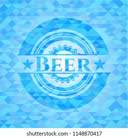 Beer realistic sky blue mosaic emblem
