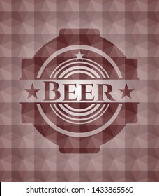 Beer red seamless badge with geometric background.