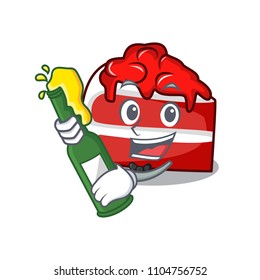 With beer red velvet mascot cartoon