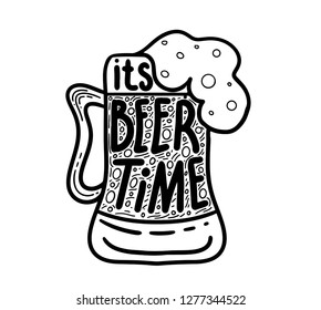 Beer related typography quote. Hand lettered calligraphic design. Design element for beer pub. Vector vintage illustration.