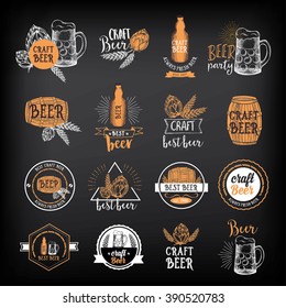 Beer restaurant badges vector, alcohol menu design. Vector drink elements hand-drawn graphic for beer flyer and template.