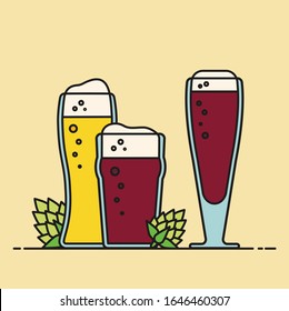 Beer restaurant icon. Gift card, design for restaurant with glass of beer. Holiday poster