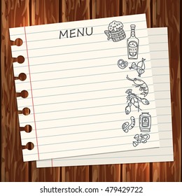 Beer restaurant menu template. Vector doodle.