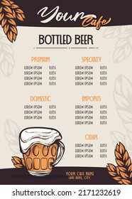 Beer restaurant menu vector design