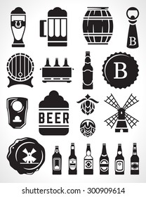 Beer retro design elements, labels, signs, symbols and icons vector set