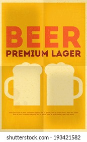 Beer Retro Poster in Flat Design Style. Mug of Beer. Vector Illustration.