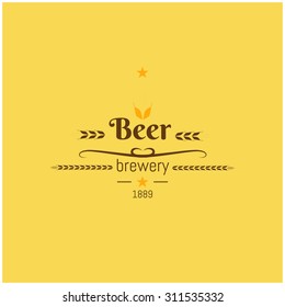 Beer retro style labels, badges and logos. Vector illustration & text Brewery. Design element for the menus, booklets, posters, signs. 
