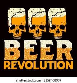 BEER REVOLUTION. Beer t shirt and mug design vector illustration