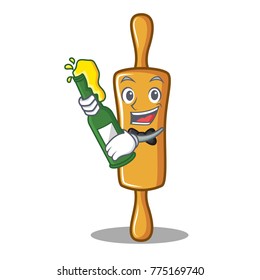 With beer rolling pin character cartoon
