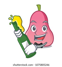 With beer rose apple mascot cartoon