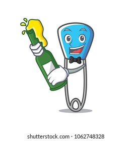 Beer safety pin mascot cartoon