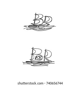 Beer sailboat. Beer bar interior template design. Vector.