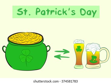 Beer and Saint Patrick's gold