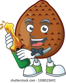 With beer salak fruit character on white background