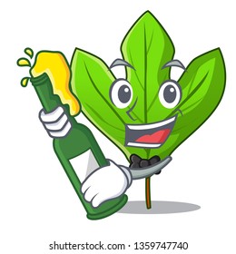With beer sassafras leaf in the shape cartoon