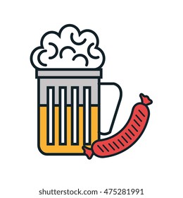 beer and sausage isolated icon vector illustration design