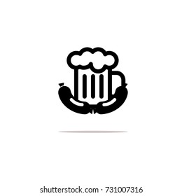 Beer and sausages icon. Oktoberfest symbol. Flat design. Vector Illustration.
