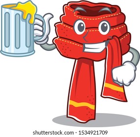 With beer scarf cartoon with the character shape