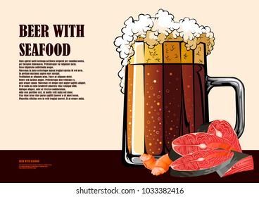 Beer and seafood hand drawn poster