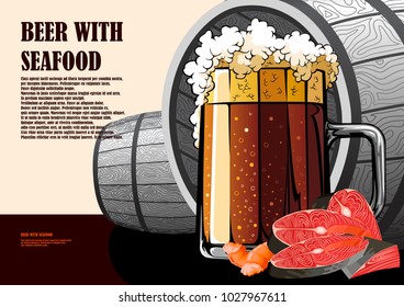Beer and seafood hand-drawn illustration