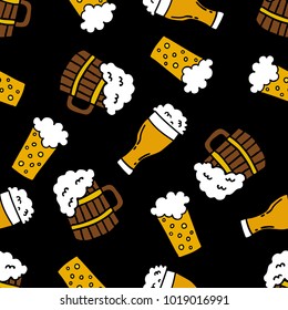 beer seamless doodle pattern