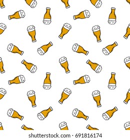 beer seamless doodle pattern