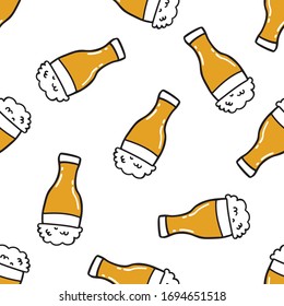 beer seamless doodle pattern, vector illustration