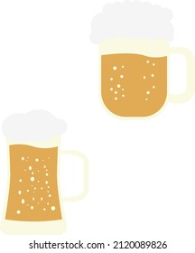 beer seamless pattern background. two cheers mugs with foamy beer. isolated on white background. vector illustration