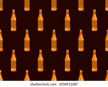 Beer seamless pattern. Beer bottles. Drink party. Design for the festival of alcoholic drinks, promotional materials and menus. Vector illustration