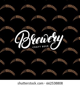 Beer Seamless Pattern. Brewery hand written lettering. Background for wallpaper, poster, print. Vector illustration.