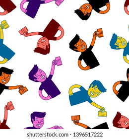 Beer . Beer Seamless Pattern. Clink Seamless Pattern. Hand-drawn Beer . Bottle of Beer in Hand Seamless Pattern on white background isolated. Stock Vector Illustration. Cartoon style