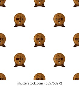 Beer seamless pattern in flat style. Barrels with beer, alcohol, liquor.