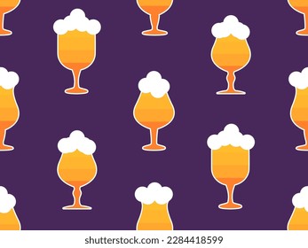 Beer seamless pattern. Beer with foam in stemmed glasses in flat style. Design for posters, banners and promotional items. Vector illustration