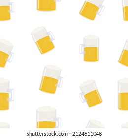 Patrón transparente de cerveza en el fondo blanco
