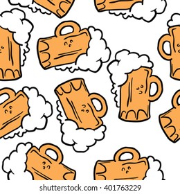 beer seamless pattern on white background