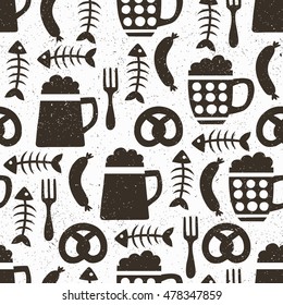 Beer seamless pattern. Vector illustration. Surface decoration, wallpaper, wrapping.