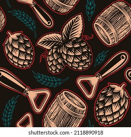 Bier-nahtloses Muster, Vinateur-Hintergrund