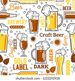 Beer Seamless Pattern.Vector illustration.