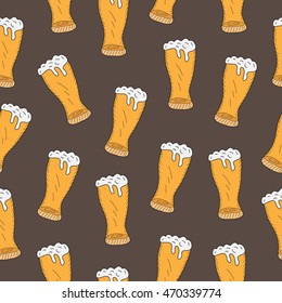 Beer seamless texture, beer background, beer wallpaper. Vector illustration