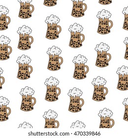 Beer seamless texture, beer background, beer wallpaper. Vector illustration