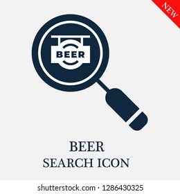 Beer search icon. Editable Beer search icon for web or mobile.