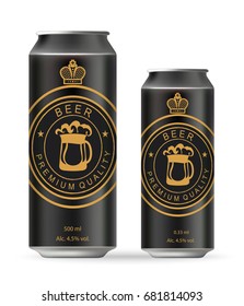 Beer. Set of beer aluminum cans. Isolated vector objects.