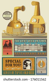 Beer. Set of design elements in vintage style.