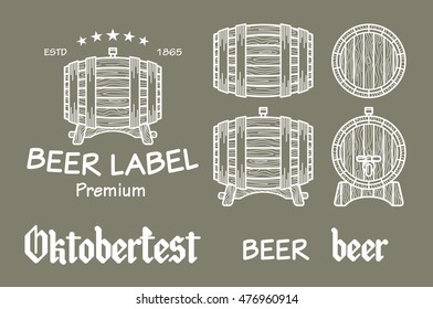 beer set elements chalkboard octoberfest vector art