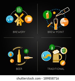 beer set flat icons 