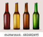 Beer. A set of glass beer bottles. Editable vector image.