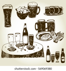 Bier-Set-handgezeichnet